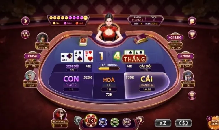 Giao diện chơi Baccarat Tại BET168VN